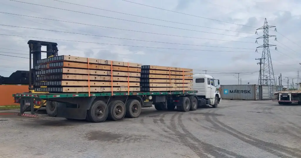 Eucalyptus mats on their way to a timber leasing program customer